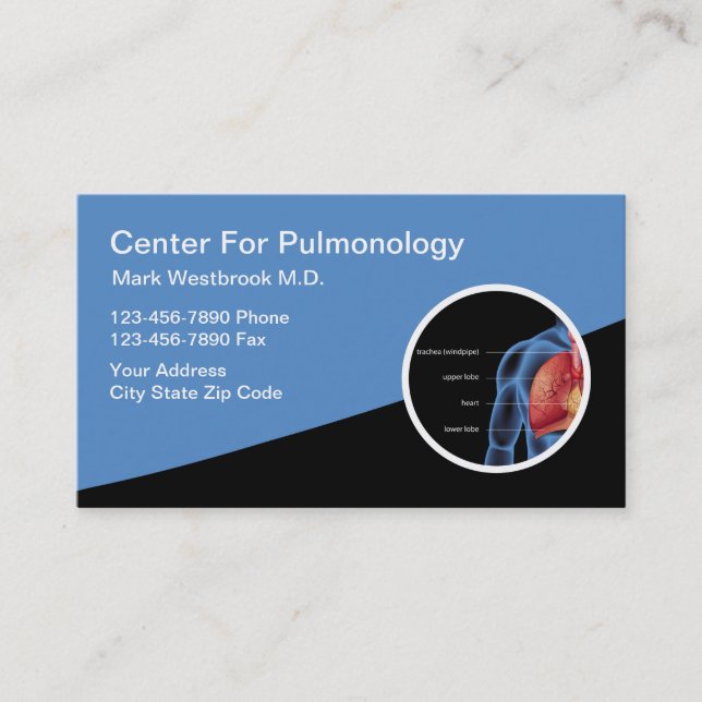 Pulmonologist Medical Appointment Business Cards (Front)