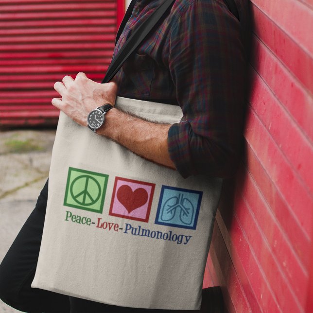 Pulmonologist Peace Love Pulmonology Tote Bag (Creator Uploaded)