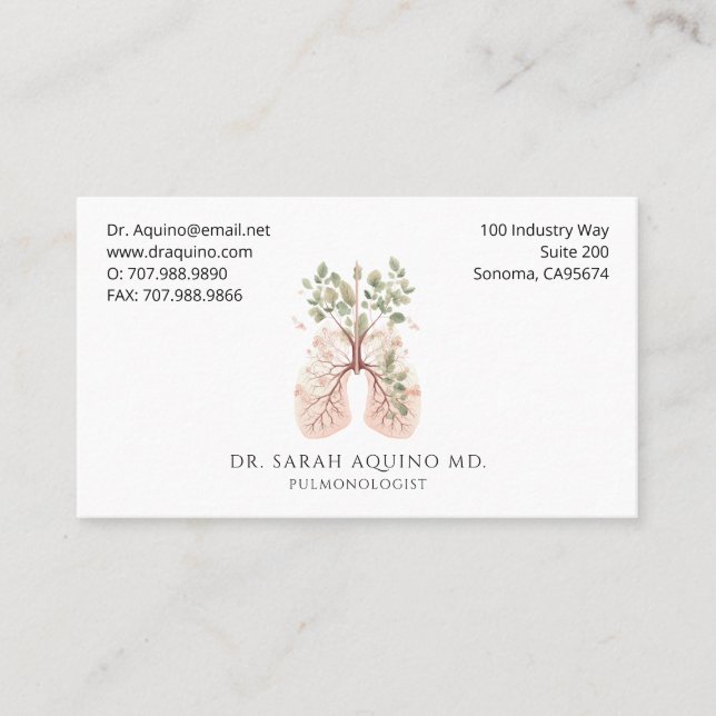 Pulmonologist Respiratory Therapist  Business Card (Front)