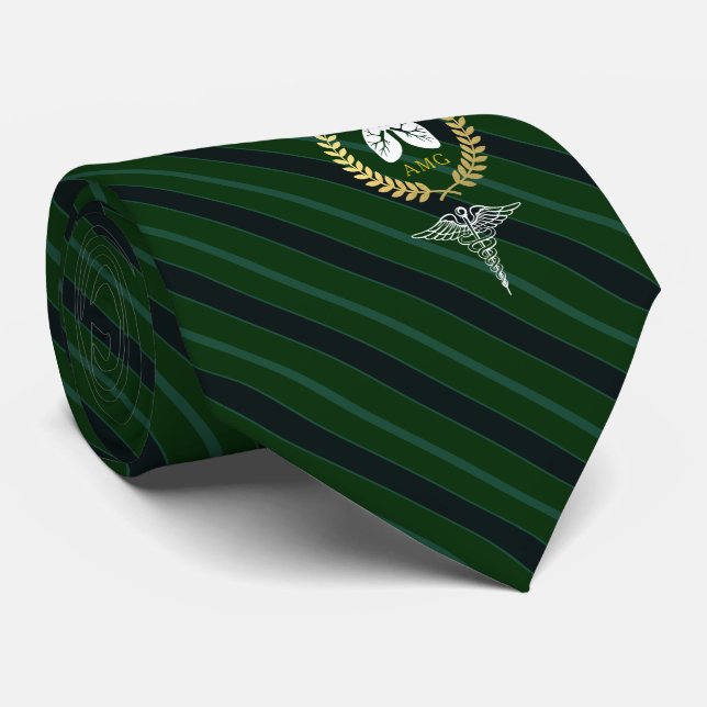 Pulmonologist | Respiratory Therapist Custom Green Tie (Rolled)