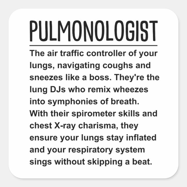 Pulmonologist Square Sticker (Front)