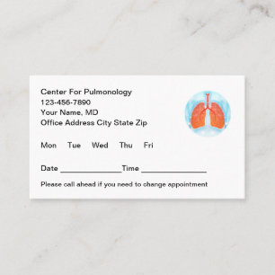 Pulmonology Theme Office Medical Appointment Cards