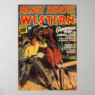 Pulp Cover Western Range Riders pulp art Poster