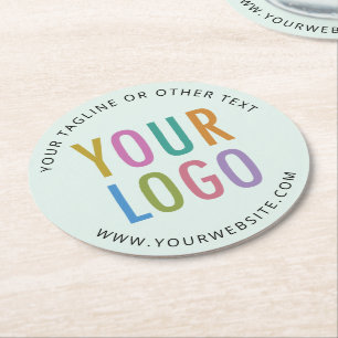 Pulpboard Paper Coasters Company Logo Light Green 