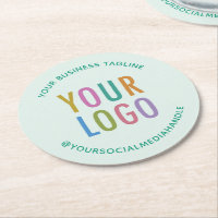 Pulpboard Paper Coasters Company Logo Light Green