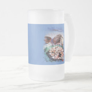 Pulpo a la gallega frosted glass beer mug