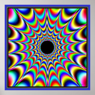 Pulsating Black Center with Beaming Colors Poster