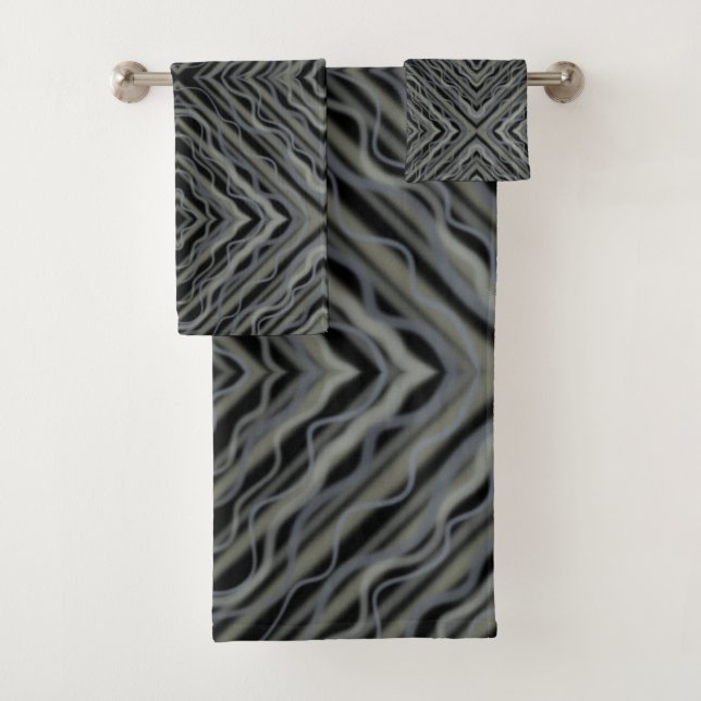 Pulsating Rhythm Modern Abstract Art Illustration  Bath Towel Set (Insitu)