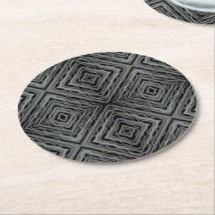 Pulsating Rhythm Modern Abstract Art Illustration  Round Paper Coaster