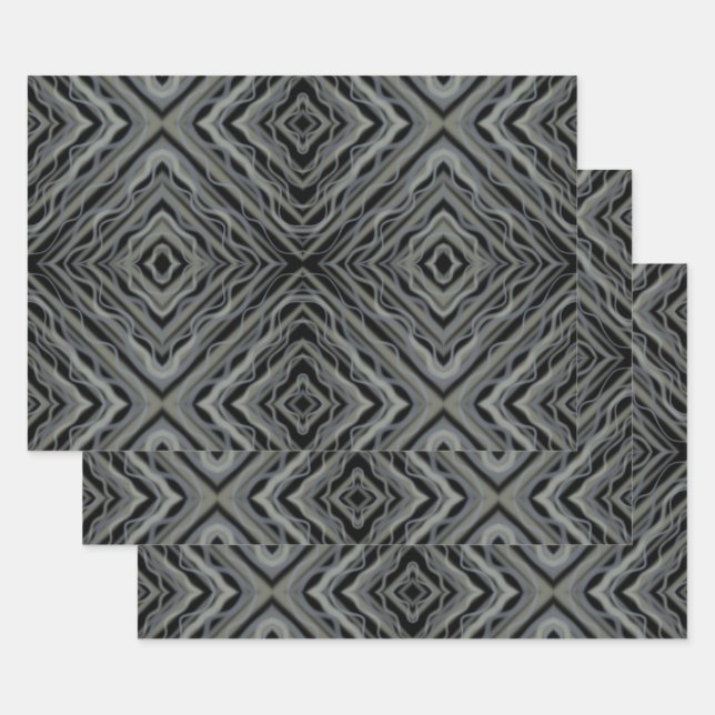 Pulsating Rhythm Modern Abstract Art Illustration  Wrapping Paper Sheet (Set)