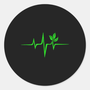 Pulse Green Heartbeat Vegan Plant Tree Environment Classic Round Sticker