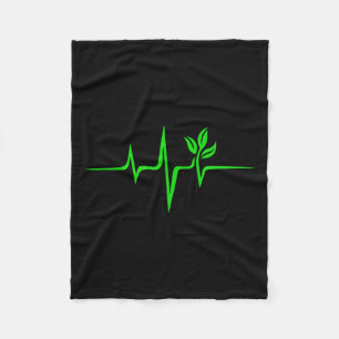 Pulse Green Heartbeat Vegan Plant Tree Environment Fleece Blanket