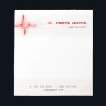 Pulse Heartbeat Cardiology notepad<br><div class="desc">Customisable professional business notepad with medical theme featuring a glowing red electrocardiogram heartbeat pulse signal on a heart monitor display. 
 Personalise this notepad with your own text or customise it further if you wish to adjust the layout or notepad size. Matching business cards and letterhead also available.</div>