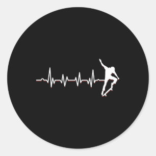 Pulse Heartbeat Skater Ollie Skateboard Skateboard Classic Round Sticker