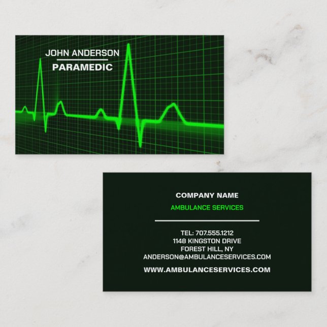 Pulse Rate Design, EMT, Paramedic Business Card (Front/Back)