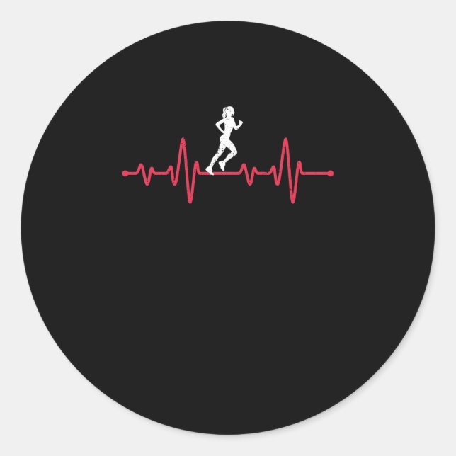 Pulse runner funny athletics jogging classic round sticker (Front)