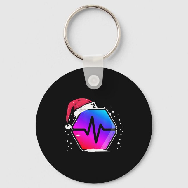 Pulsechain Pls To The Moon Santa Father Christmas  Key Ring (Front)
