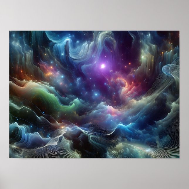 Pulses And Waves Of Deep Space Sci-fi Space Poster (Front)