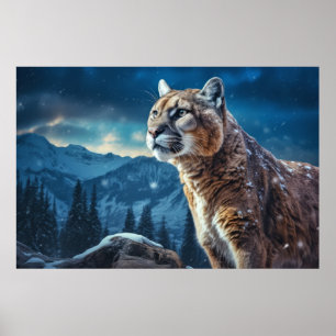 Puma Animal Wildlife Wilderness Colourful Wall Art