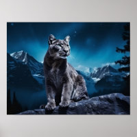 Puma Animal Wildlife Wilderness Colourful Wall Art