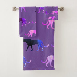 Puma Cats custom background colour  Bath Towel Set