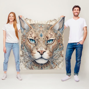 Puma Face Surreal Art  Fleece Blanket