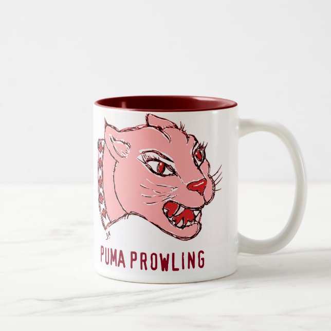 PUMA PROWLING COUGAR PRINT Two-Tone COFFEE MUG (Right)