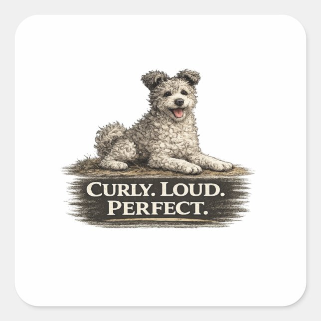 Pumi Dog – Curly Loud Perfect Square Sticker (Front)