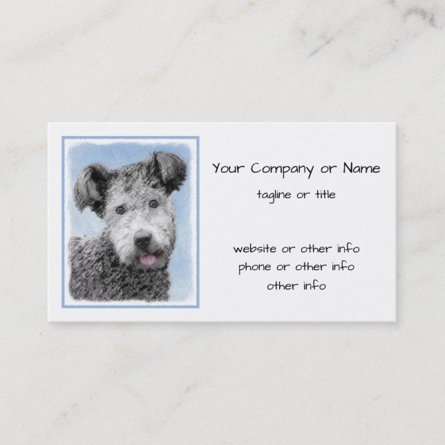 Pumi Painting - Cute Original Dog Art Business Card (Front)