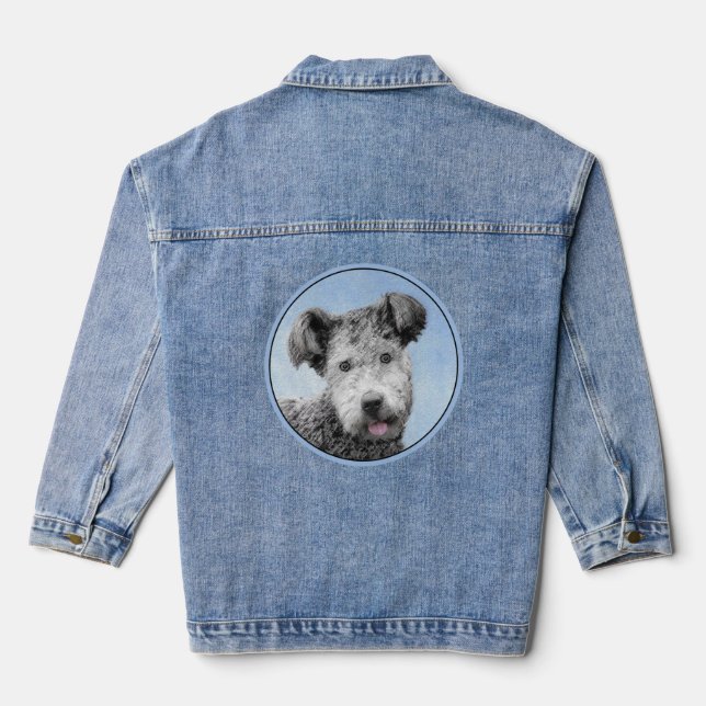 Pumi Painting - Cute Original Dog Art Denim Jacket (Back)