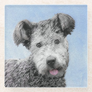 Pumi Painting - Cute Original Dog Art Glass Coaster