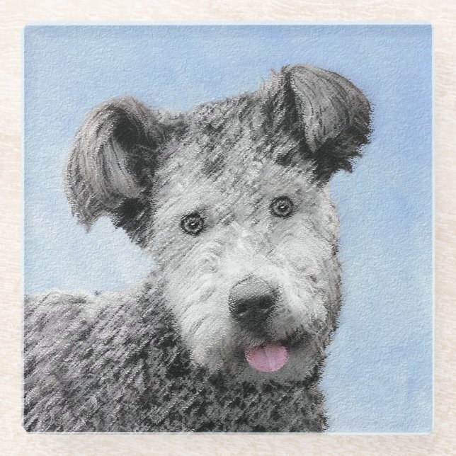 Pumi Painting - Cute Original Dog Art Glass Coaster (Front)