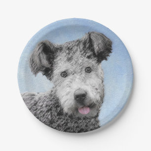 Pumi Painting - Cute Original Dog Art Paper Plate