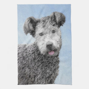 Pumi Painting - Cute Original Dog Art Tea Towel