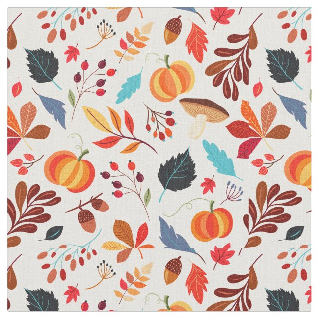 Pumkin and leaves pattern fabric (Close Up)