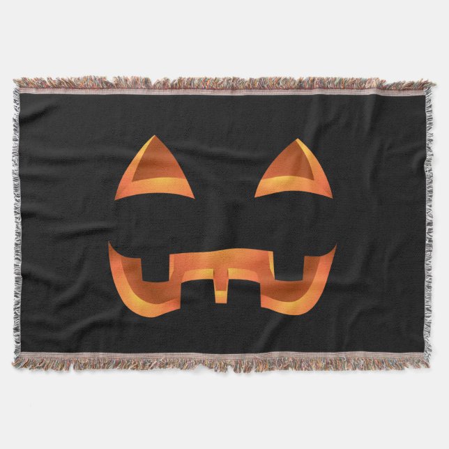 Pumkin Blanket Fun Halloween Throw Blankets Decor (Front)