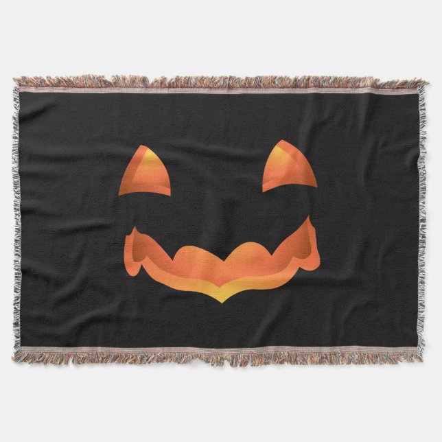 Pumkin Blanket Fun Halloween Throw Blankets Decor (Front)