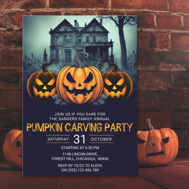 Pumkin Carving Party Fun Halloween Invitation (Creator Uploaded)
