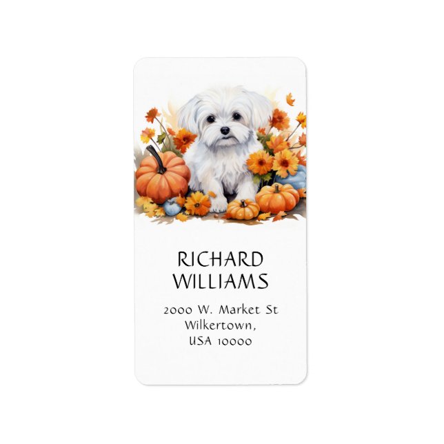 Pumkin & Puppy Fall Theme Address Label (Front)