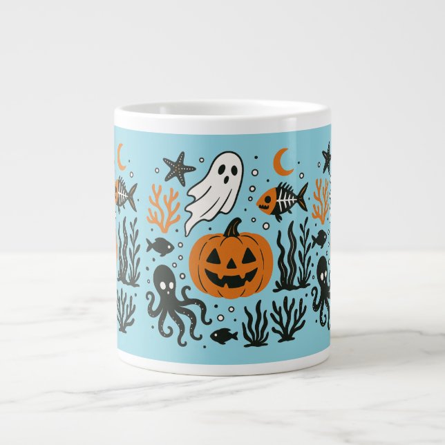 pumking in the ocean large coffee mug (Front)