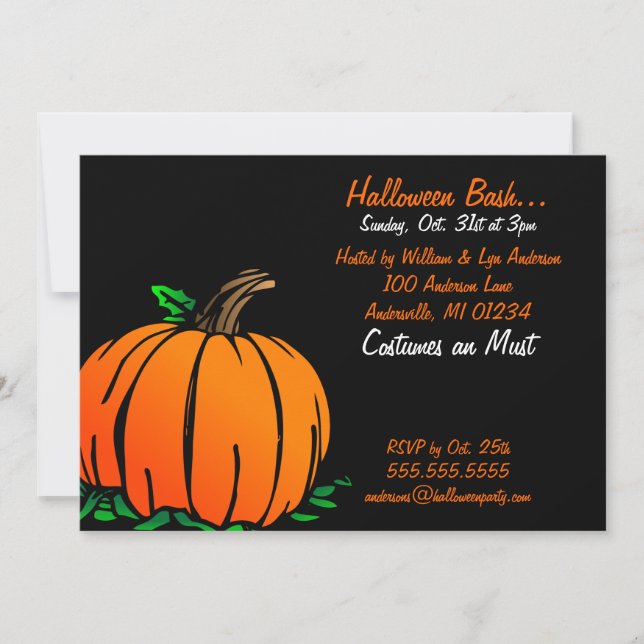 Pumkpin Halloween Party Invitation (Front)