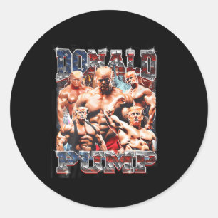 Pump 1 Vs 1 Biden American Flag Swole Trump 2024 Classic Round Sticker