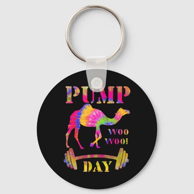 Pump Day Weightlifting Bodybuilding Tie Dye Tee Gy Key Ring (Front)