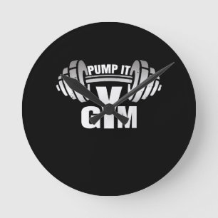 Pump It Ness Gym Sport Motivation Men Women Kid Round Clock