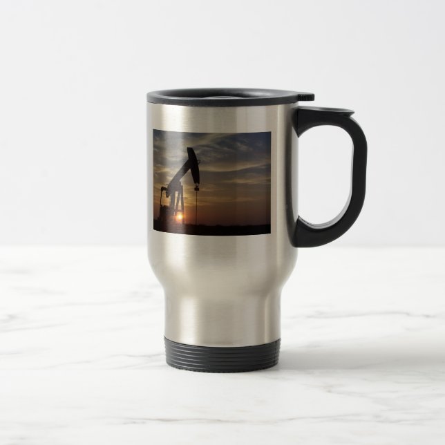Pump Jack at Sunset Travel Mug. Travel Mug (Right)