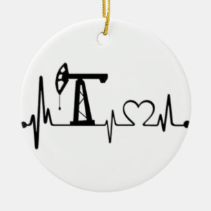 Pump Jack Heartbeat Ceramic Tree Decoration