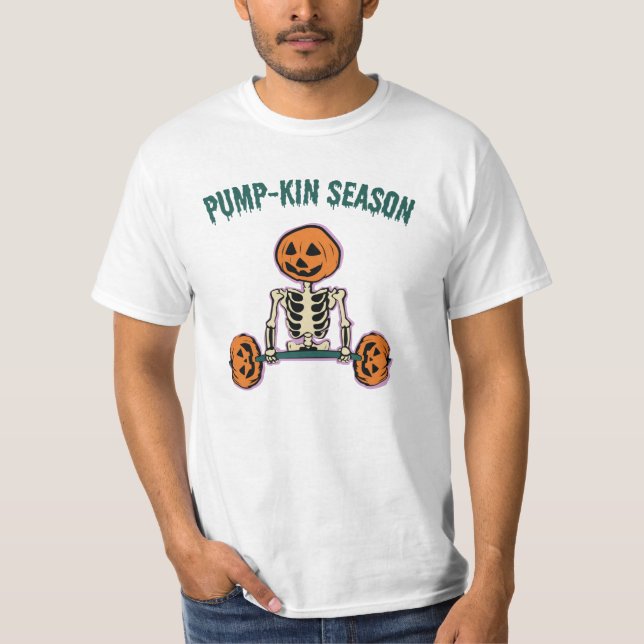 Pump-Kin Season Kürbis Gym Halloween T-Shirt (Front)