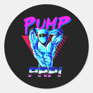 Pump Papi Powerlifting Bodybuilding Fitness Traini Classic Round Sticker