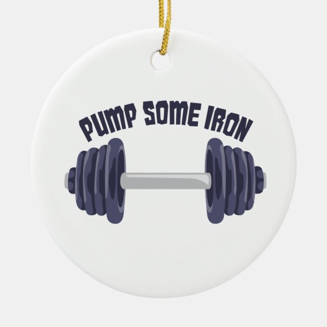 Pump Some Iron Ceramic Tree Decoration (Front)