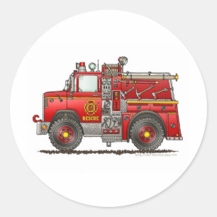Pumper Rescue Fire Truck Firefighter Classic Round Sticker